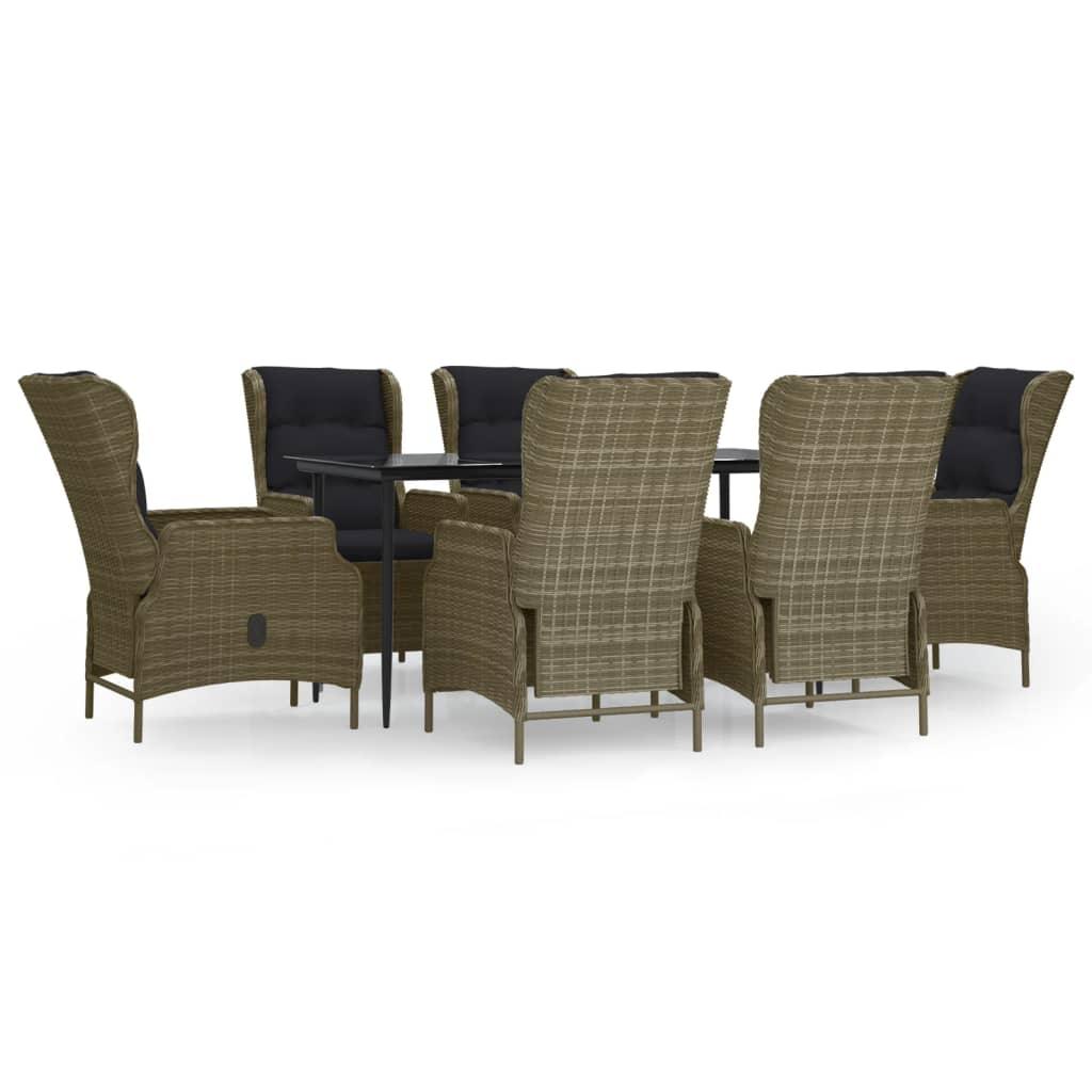 7 Piece Patio Dining Set Brown Poly Rattan at Set Shop and Smile