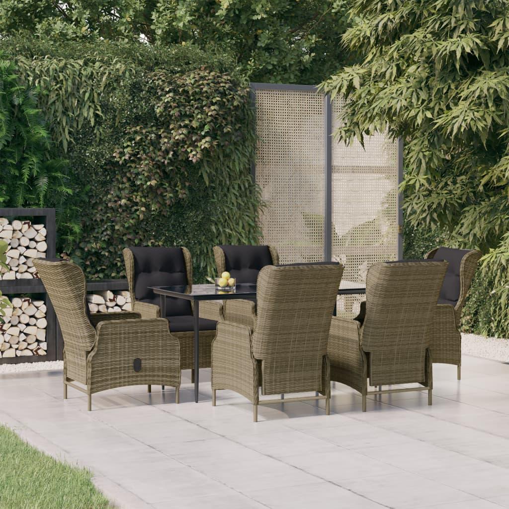 7 Piece Patio Dining Set Brown Poly Rattan at Set Shop and Smile