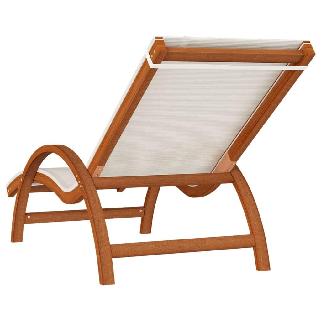 Sun Lounger with Pillow White Textilene and Solid Wood Poplar at Set Shop and Smile