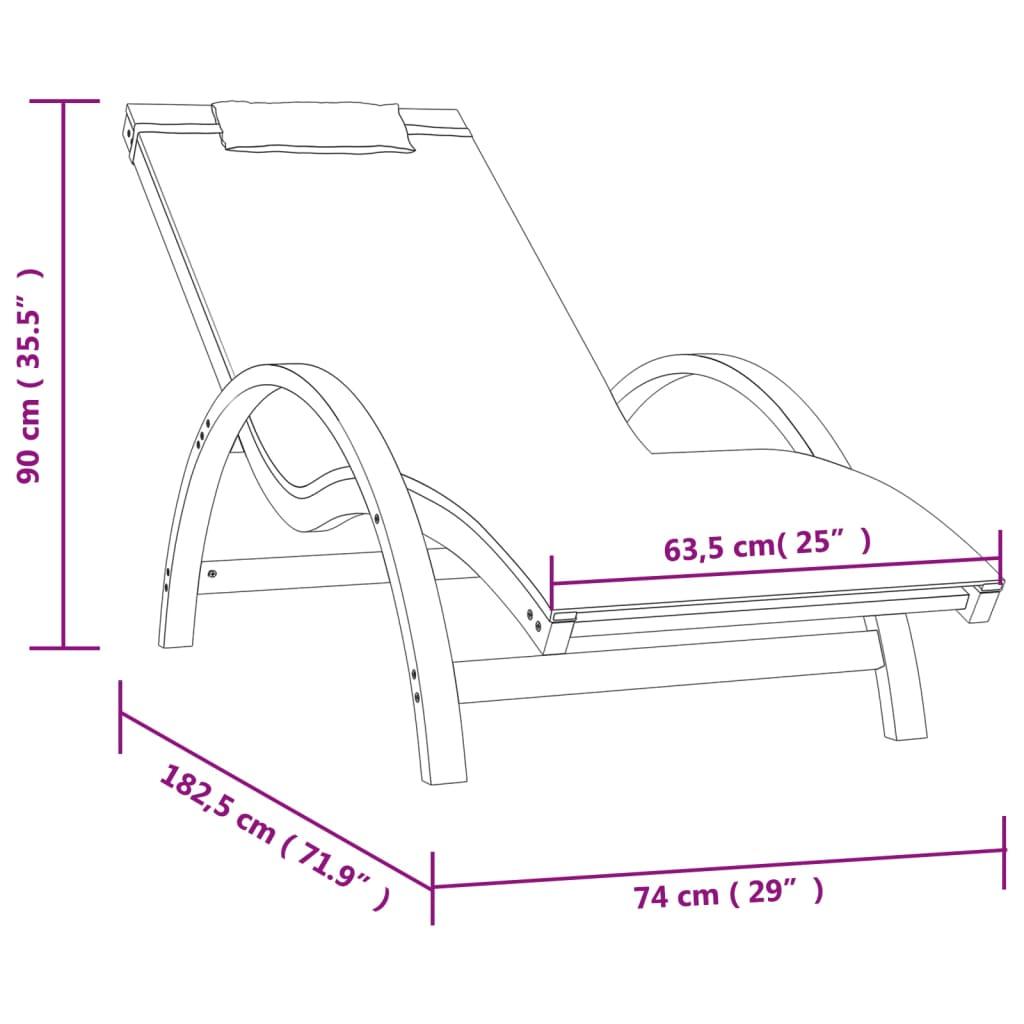 Sun Lounger with Pillow White Textilene and Solid Wood Poplar at Set Shop and Smile