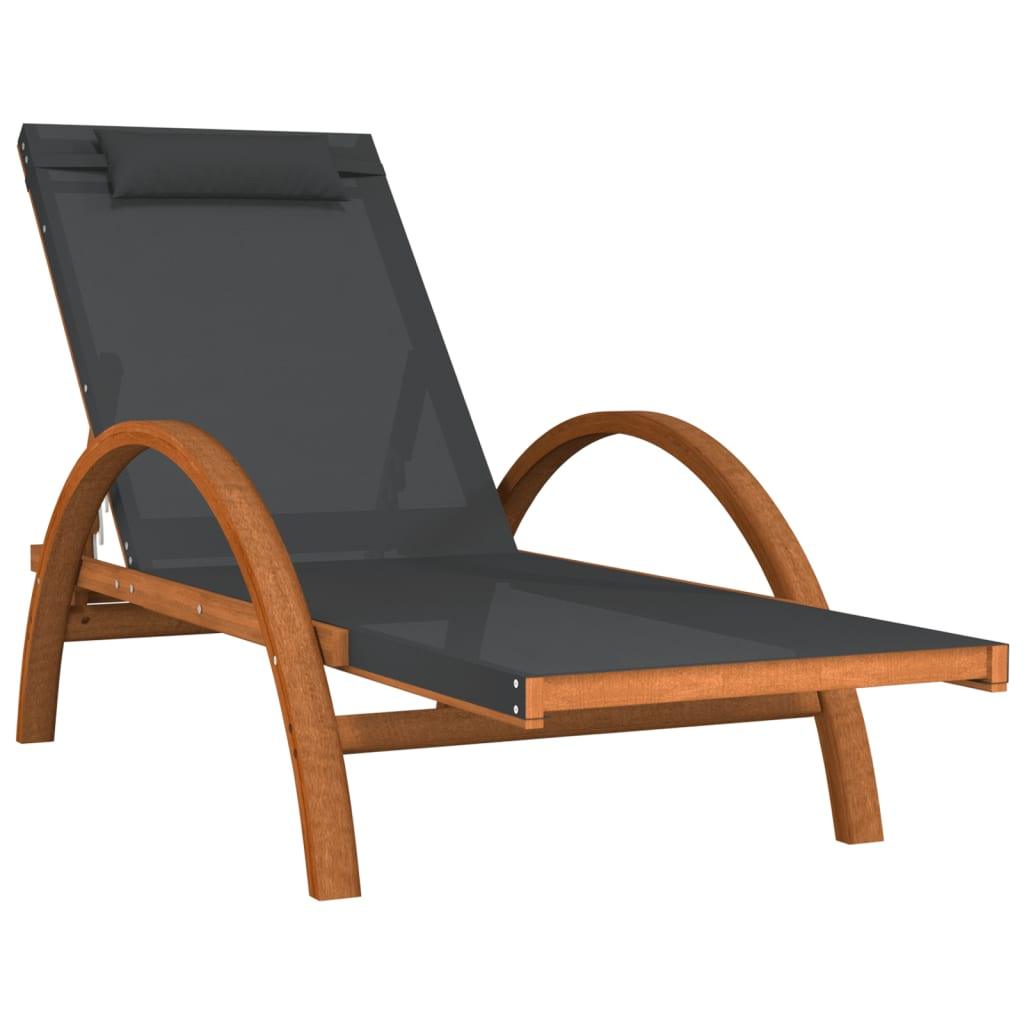 Sun Lounger with Pillow Gray Textilene and Solid Wood Poplar at Set Shop and Smile
