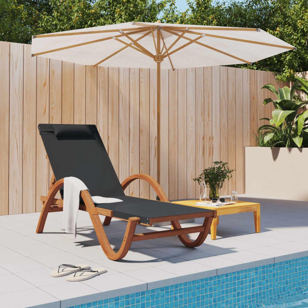 Sun Lounger with Pillow Gray Textilene and Solid Wood Poplar at Set Shop and Smile