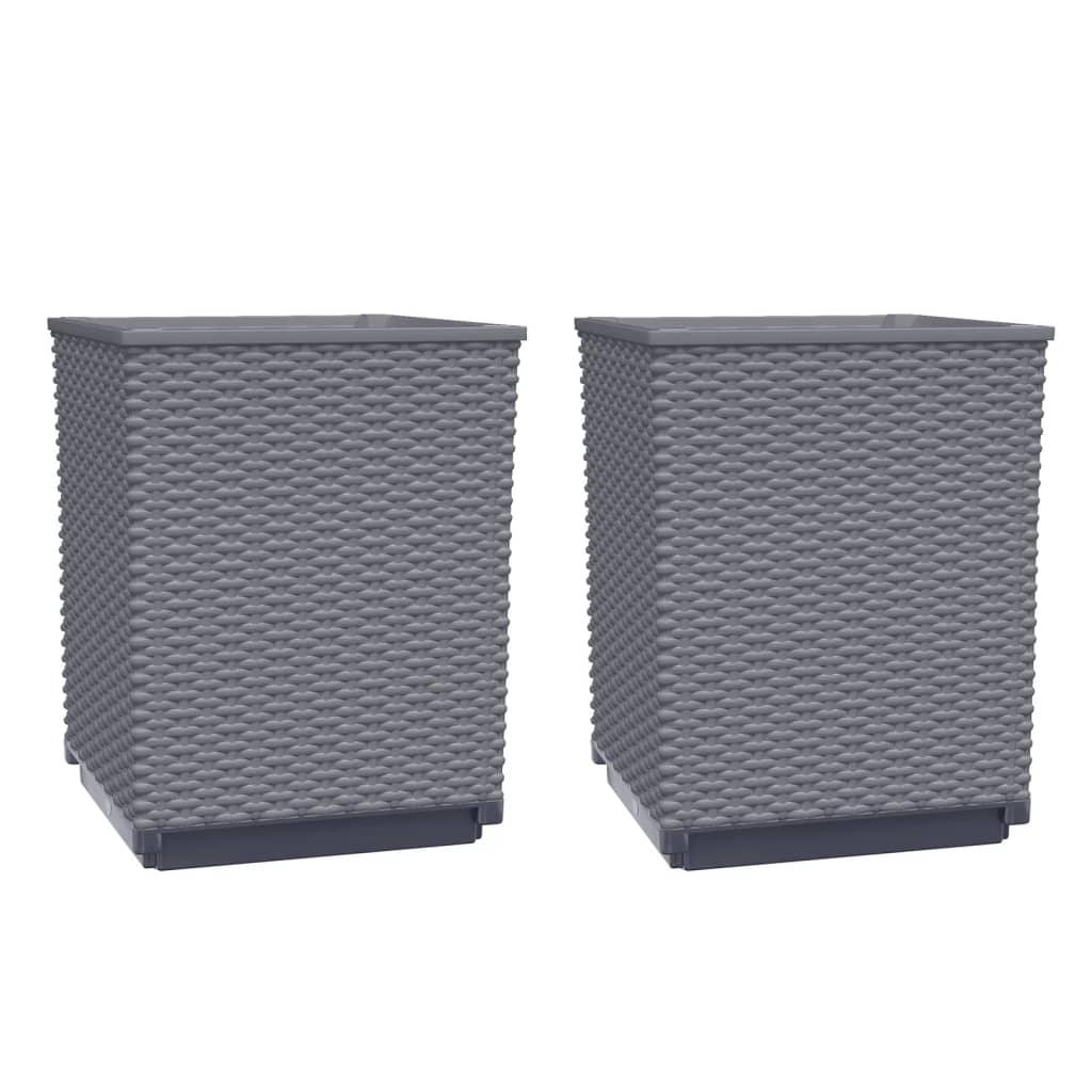 Planters 2 pcs Dark Gray 11.8"x11.8"x14.6" Polypropylene at Set Shop and Smile