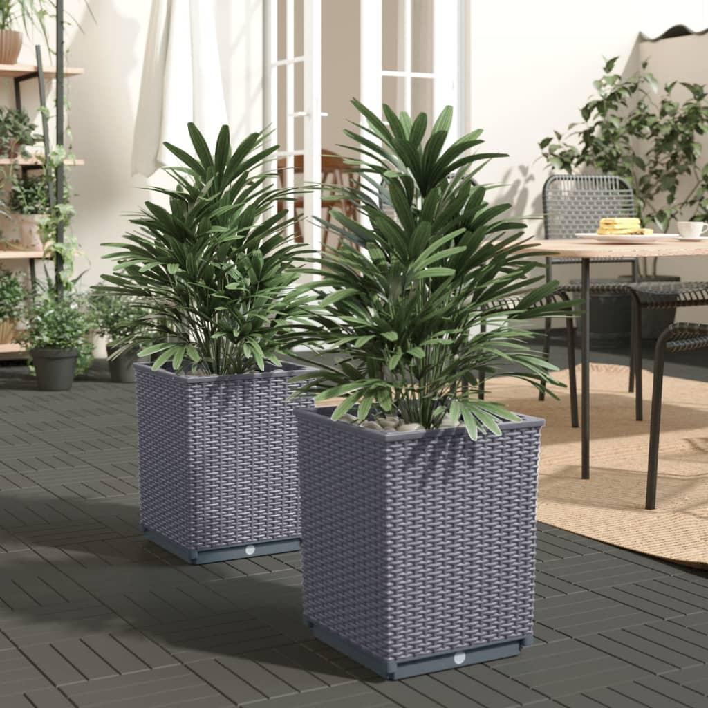 Planters 2 pcs Dark Gray 11.8"x11.8"x14.6" Polypropylene at Set Shop and Smile