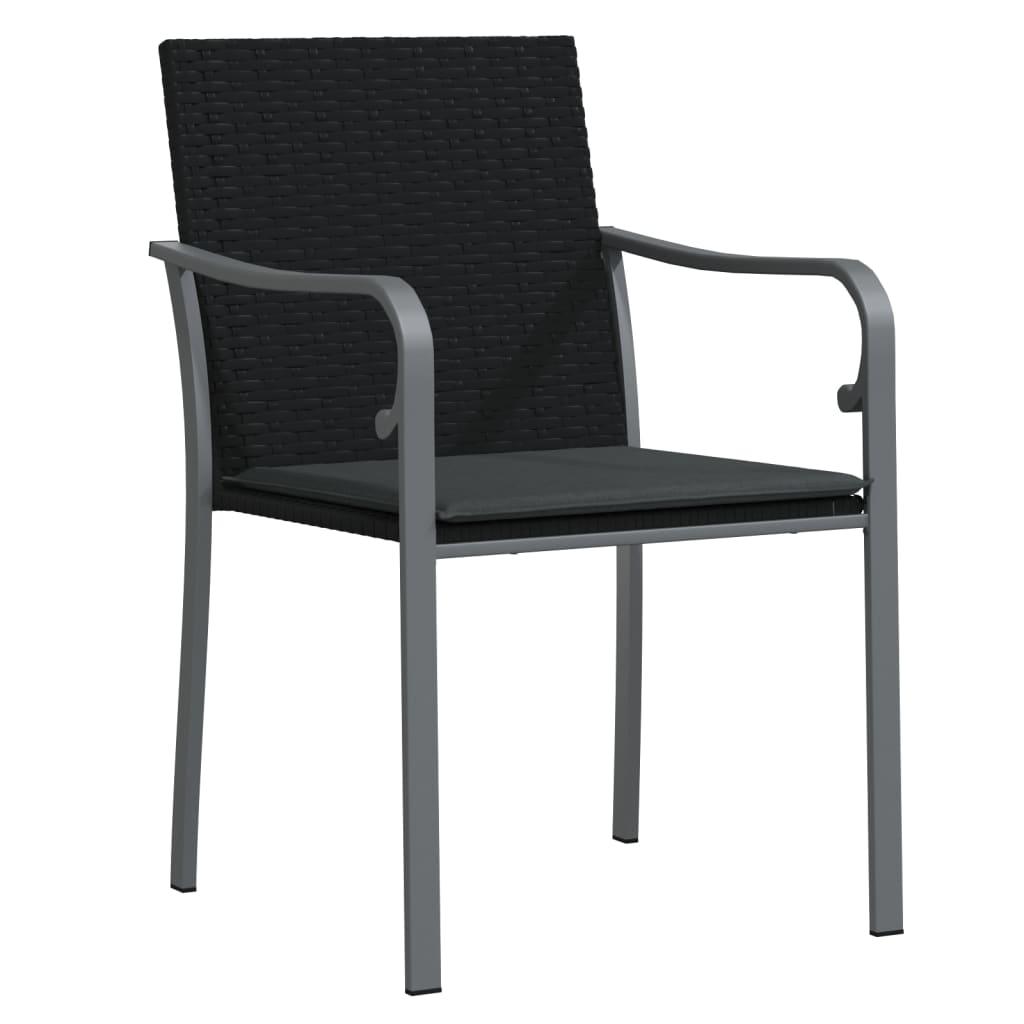 Patio Chairs with Cushions 2 pcs Black 22"x23.2"x33.1" Poly Rattan at Set Shop and Smile
