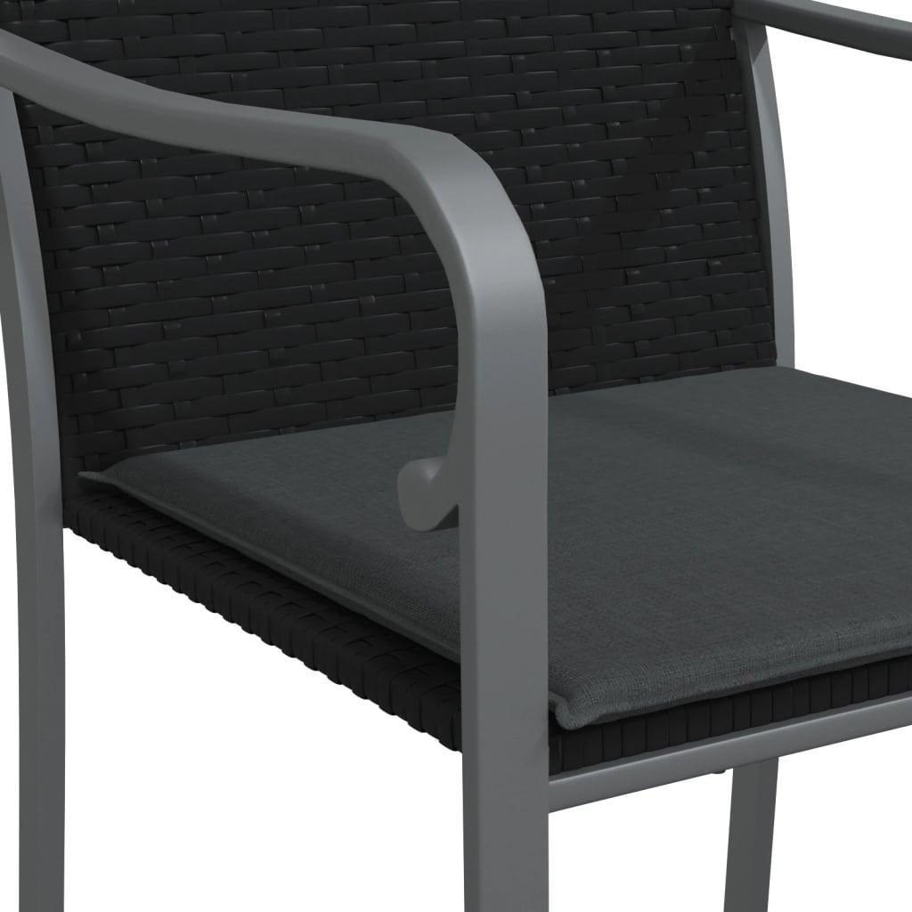Patio Chairs with Cushions 2 pcs Black 22"x23.2"x33.1" Poly Rattan at Set Shop and Smile