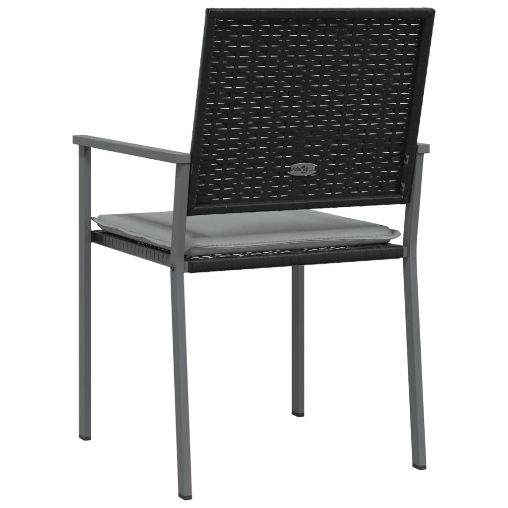 Patio Chairs with Cushions 2 pcs Black 21.3"x24.6"x35" Poly Rattan at Set Shop and Smile