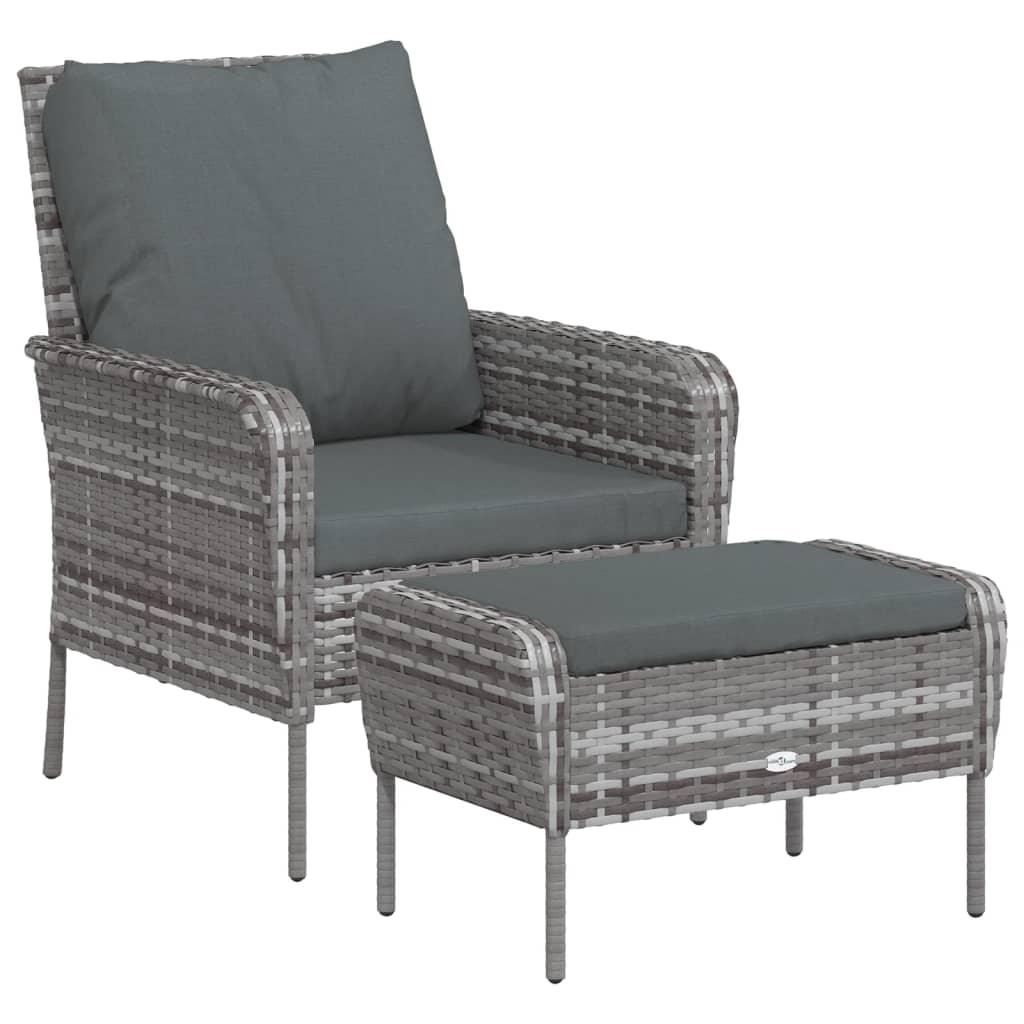 Patio Chair with Footstool Gray Poly Rattan at Set Shop and Smile