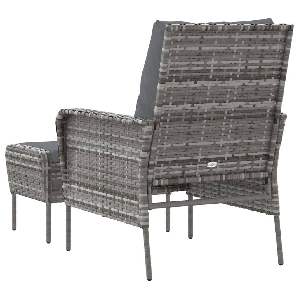 Patio Chair with Footstool Gray Poly Rattan at Set Shop and Smile