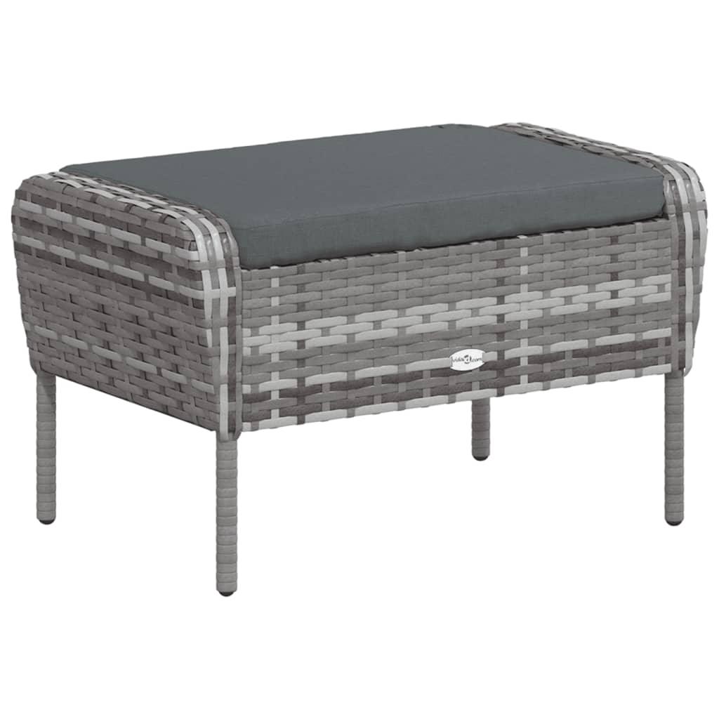 Patio Chair with Footstool Gray Poly Rattan at Set Shop and Smile