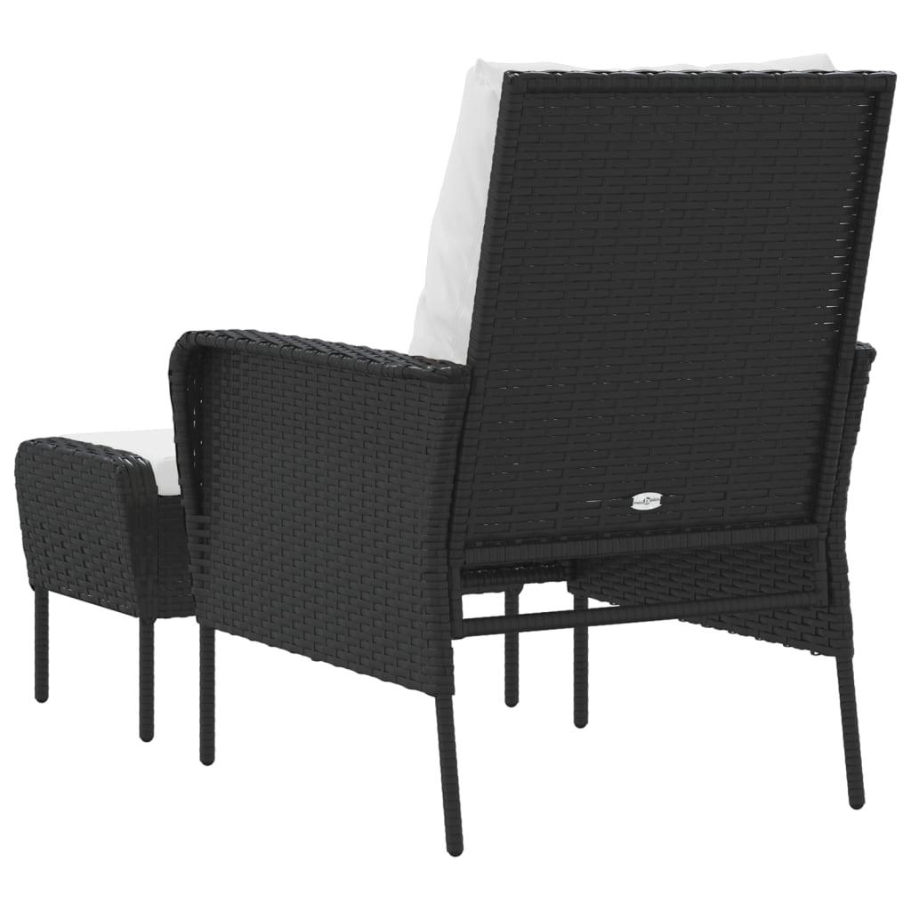 Patio Chair with Footstool Black Poly Rattan at Set Shop and Smile
