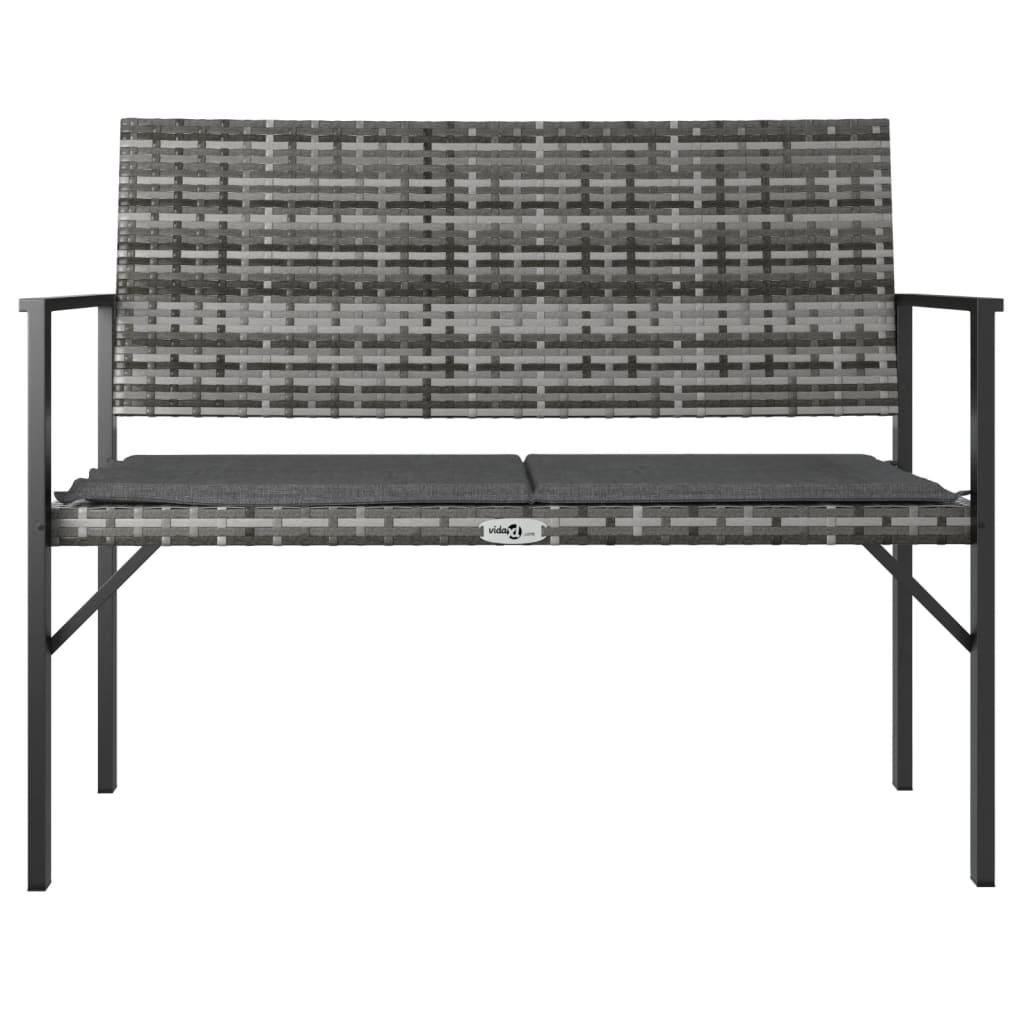 2-Seater Patio Bench with Cushion Gray Poly Rattan at Set Shop and Smile