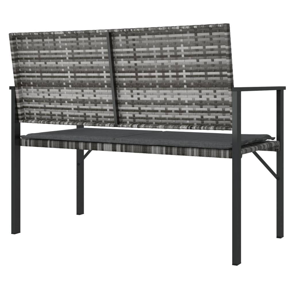 2-Seater Patio Bench with Cushion Gray Poly Rattan at Set Shop and Smile