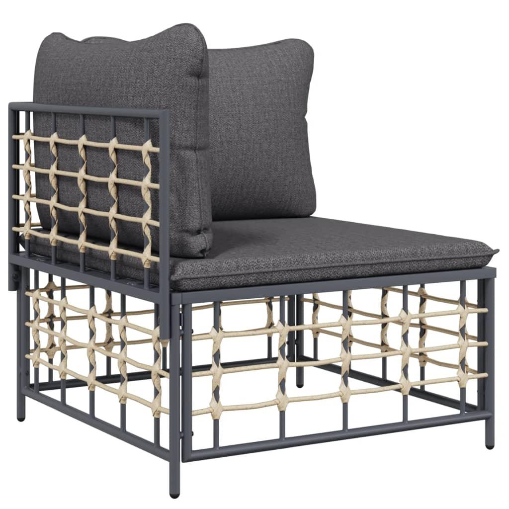 Patio Corner Sofa with Dark Gray Cushions Poly Rattan at Set Shop and Smile