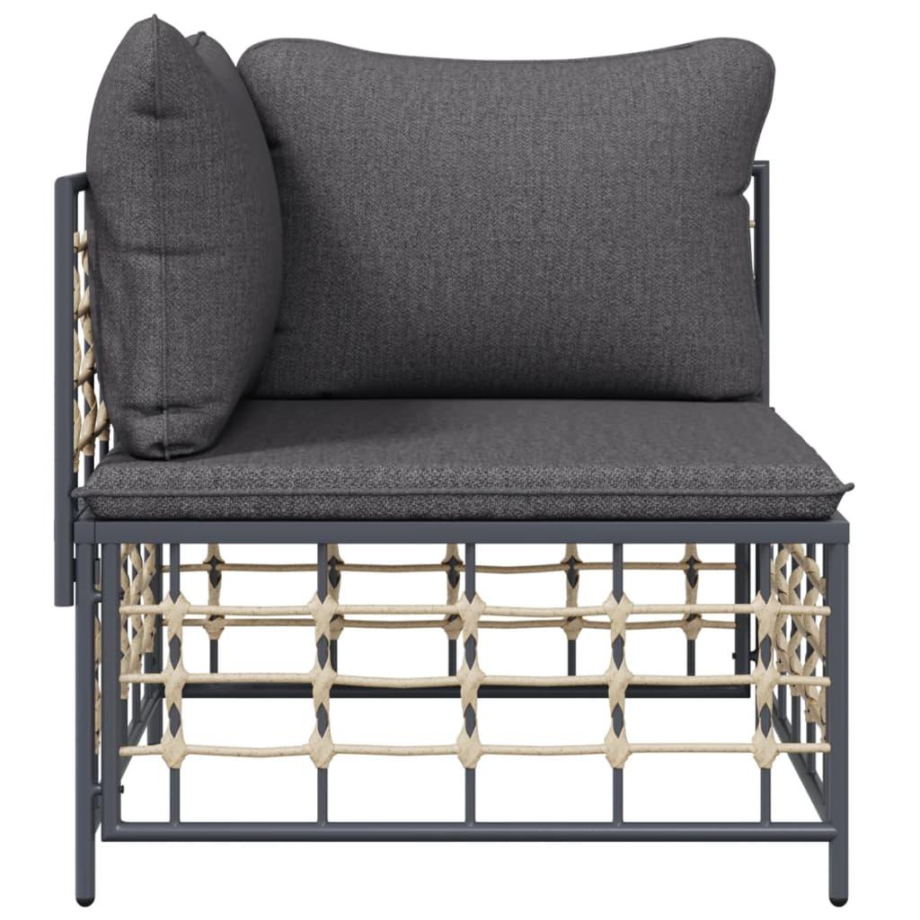 Patio Corner Sofa with Dark Gray Cushions Poly Rattan at Set Shop and Smile