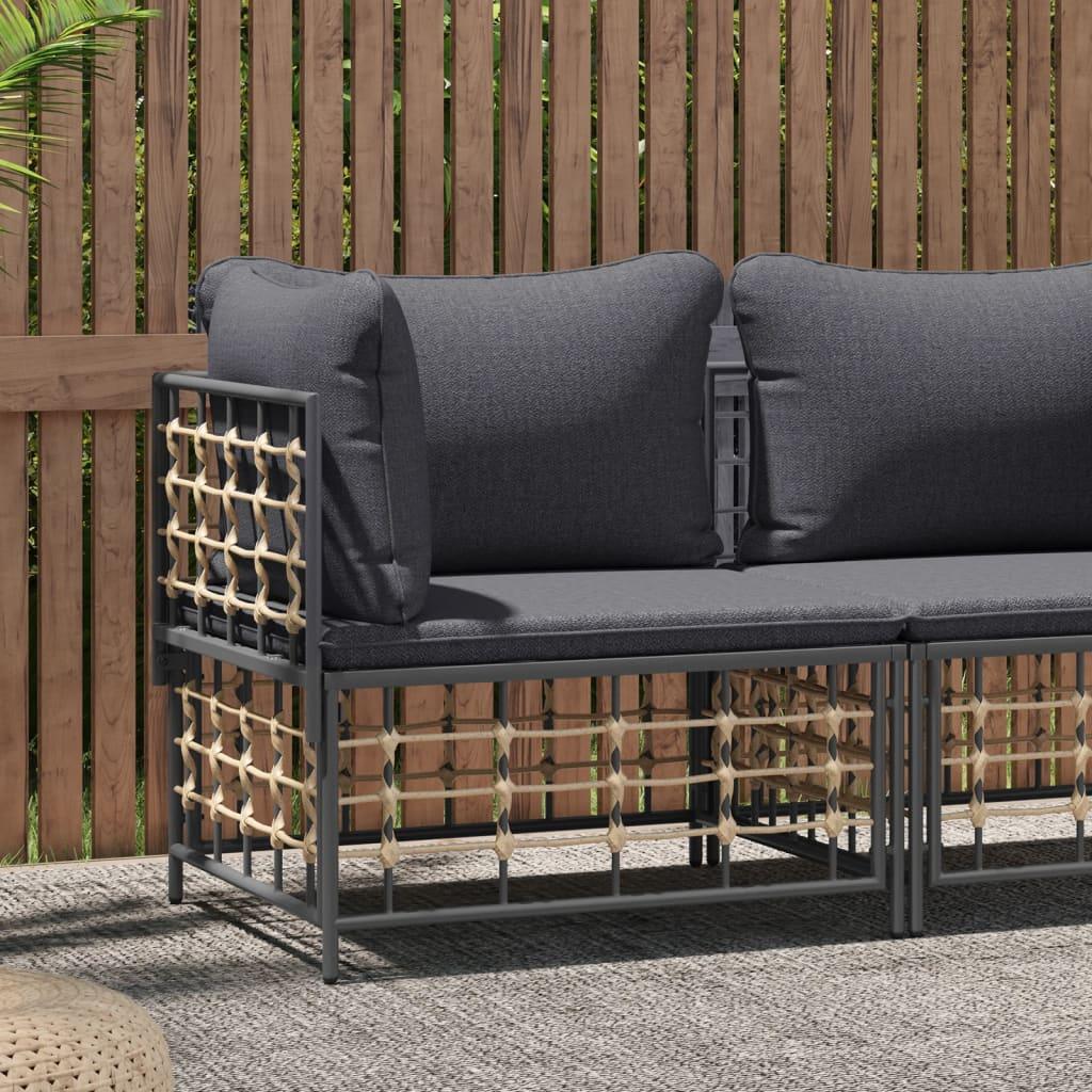 Patio Corner Sofa with Dark Gray Cushions Poly Rattan at Set Shop and Smile
