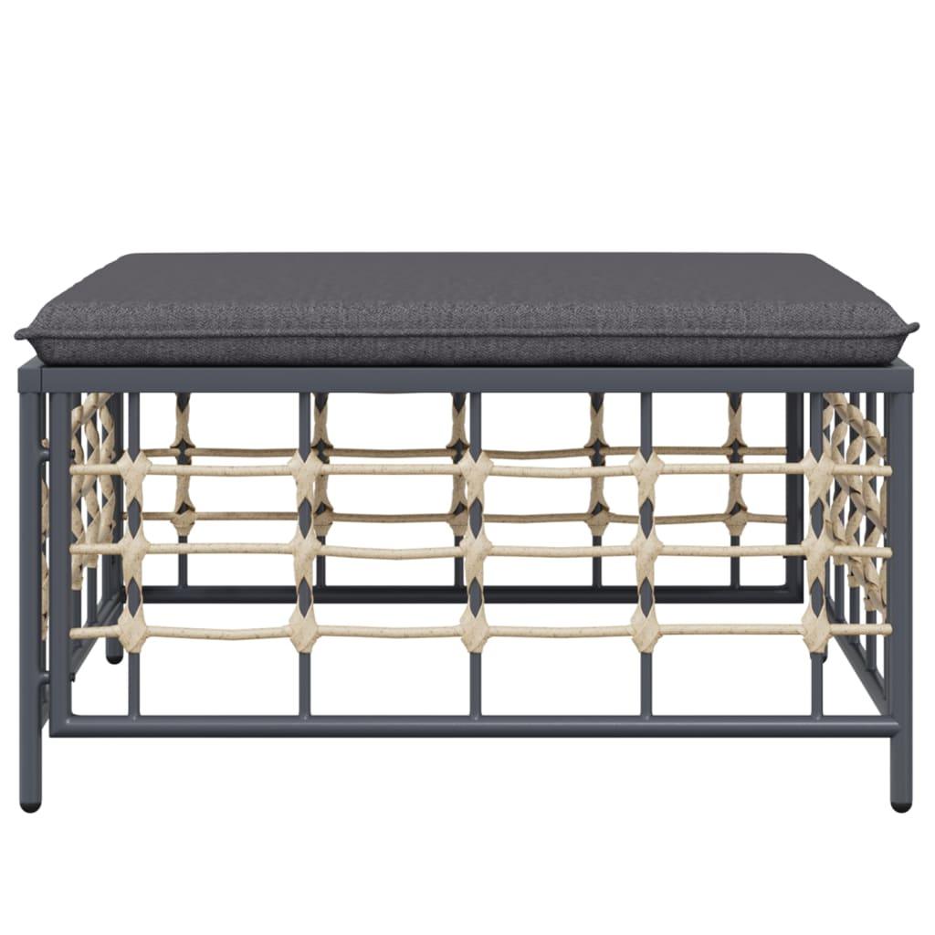 Patio Footstool with Dark Gray Cushion Poly Rattan at Set Shop and Smile