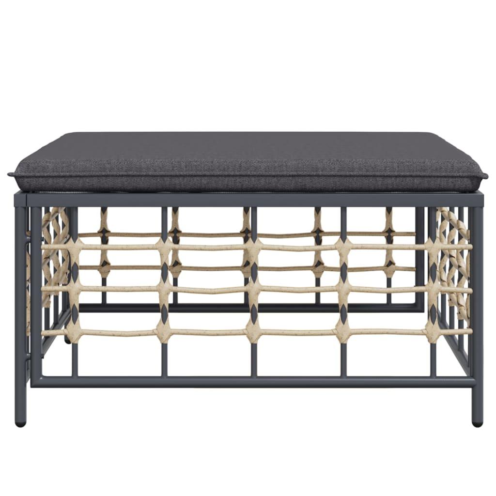 Patio Footstool with Dark Gray Cushion Poly Rattan at Set Shop and Smile