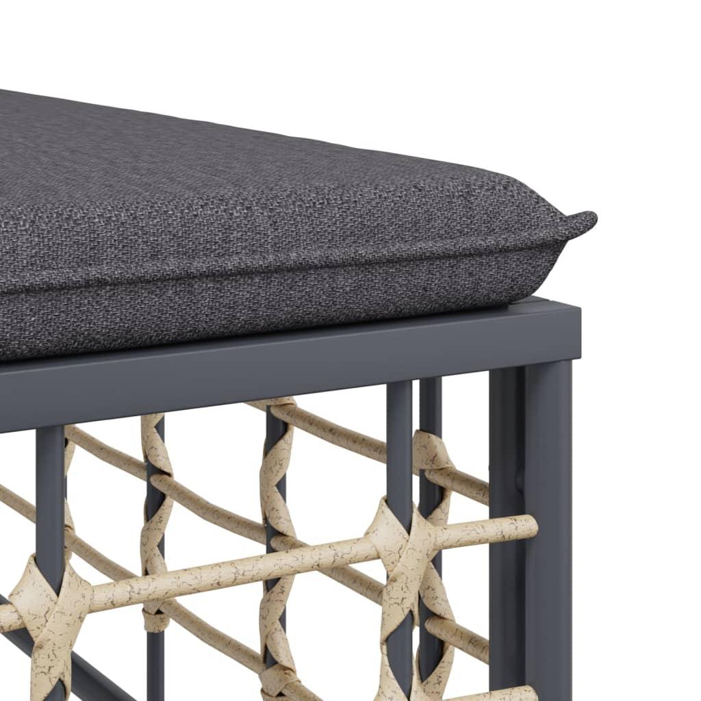 Patio Footstool with Dark Gray Cushion Poly Rattan at Set Shop and Smile