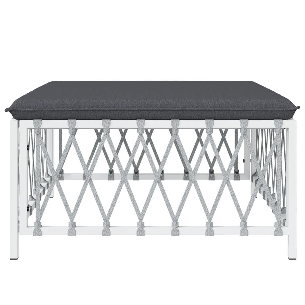 Patio Footstool with Cushion White Woven Fabric at Set Shop and Smile