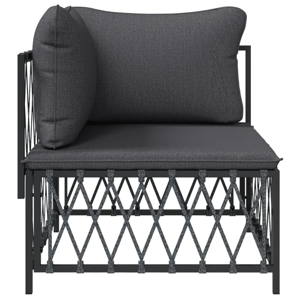 Patio Corner Sofa with Cushions Anthracite Woven Fabric at Set Shop and Smile