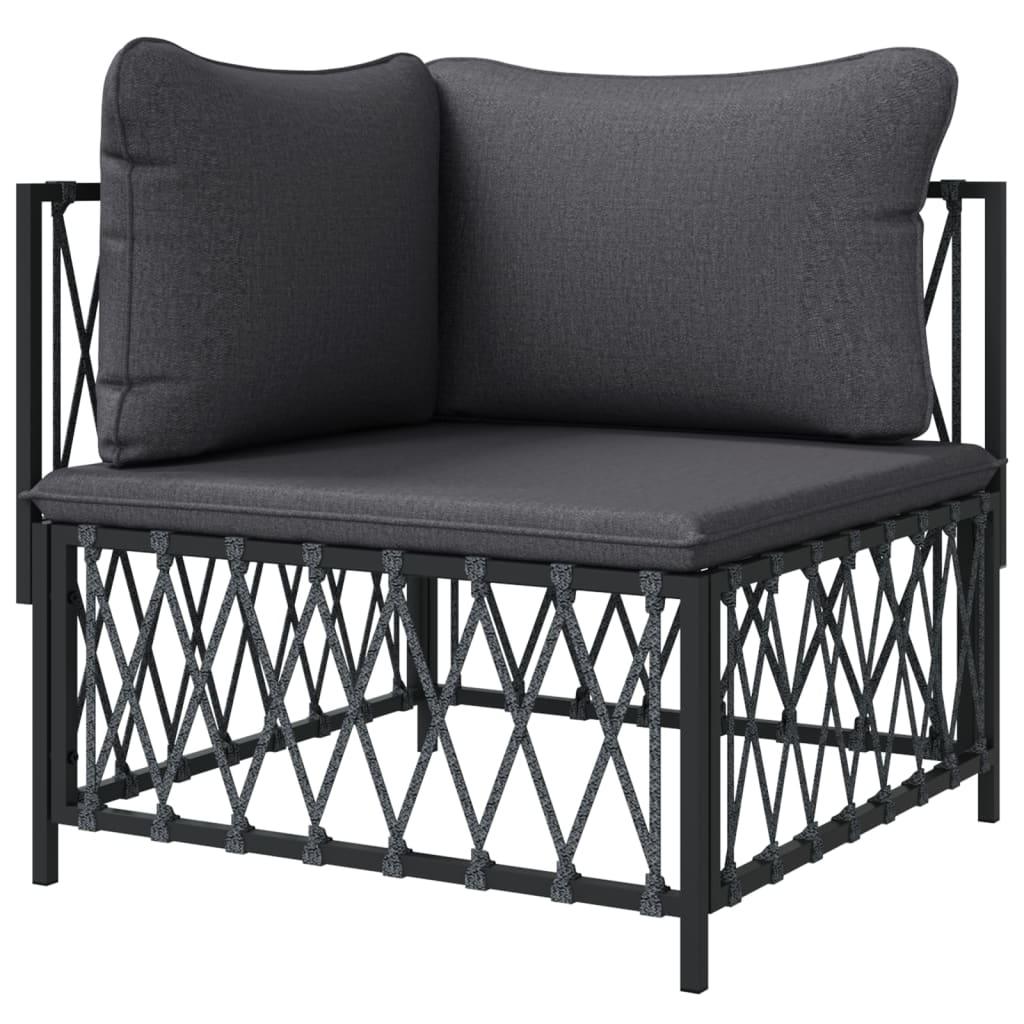 Patio Corner Sofa with Cushions Anthracite Woven Fabric at Set Shop and Smile