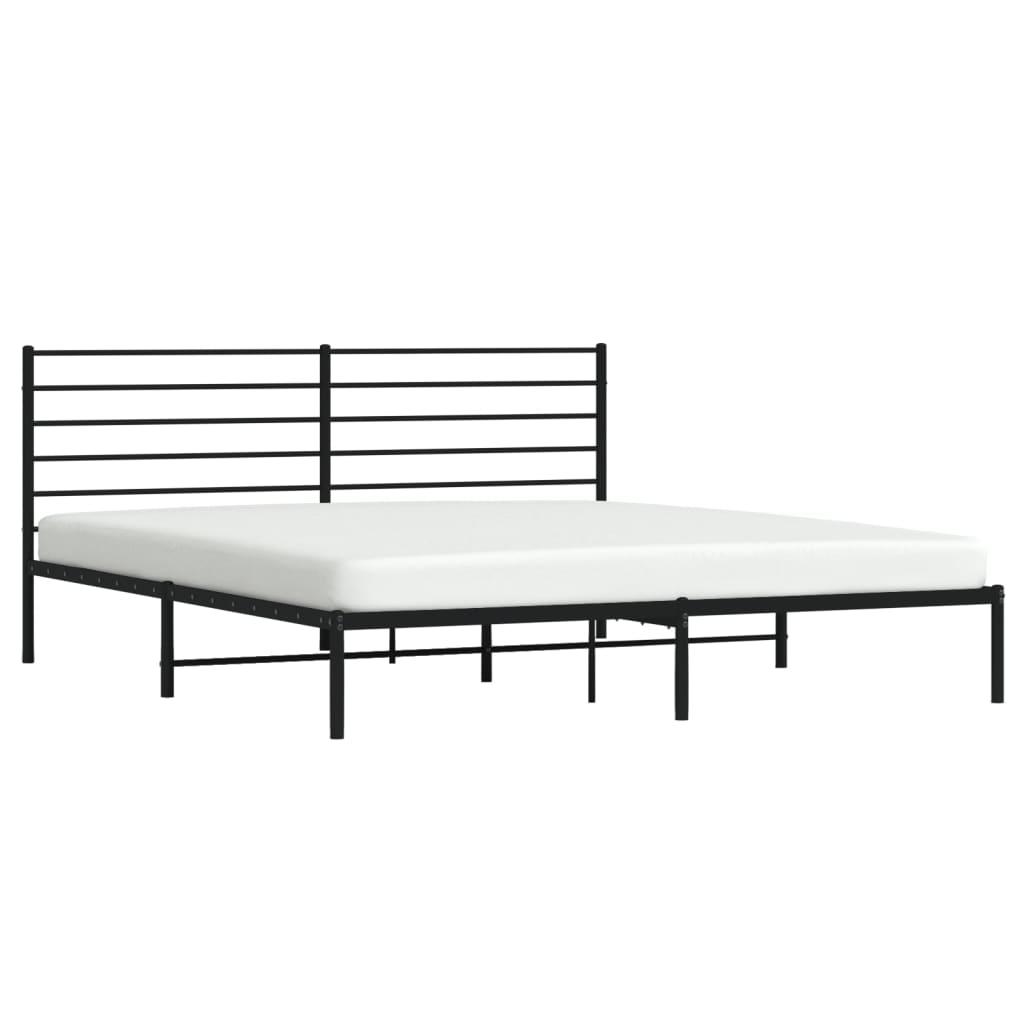 Metal Bed Frame with Headboard Black 76"x79.9" at Set Shop and Smile