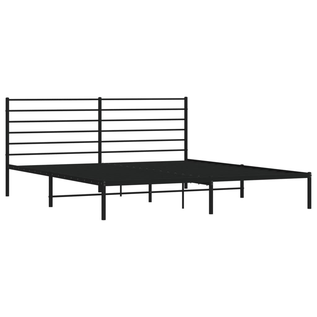 Metal Bed Frame with Headboard Black 76"x79.9" at Set Shop and Smile