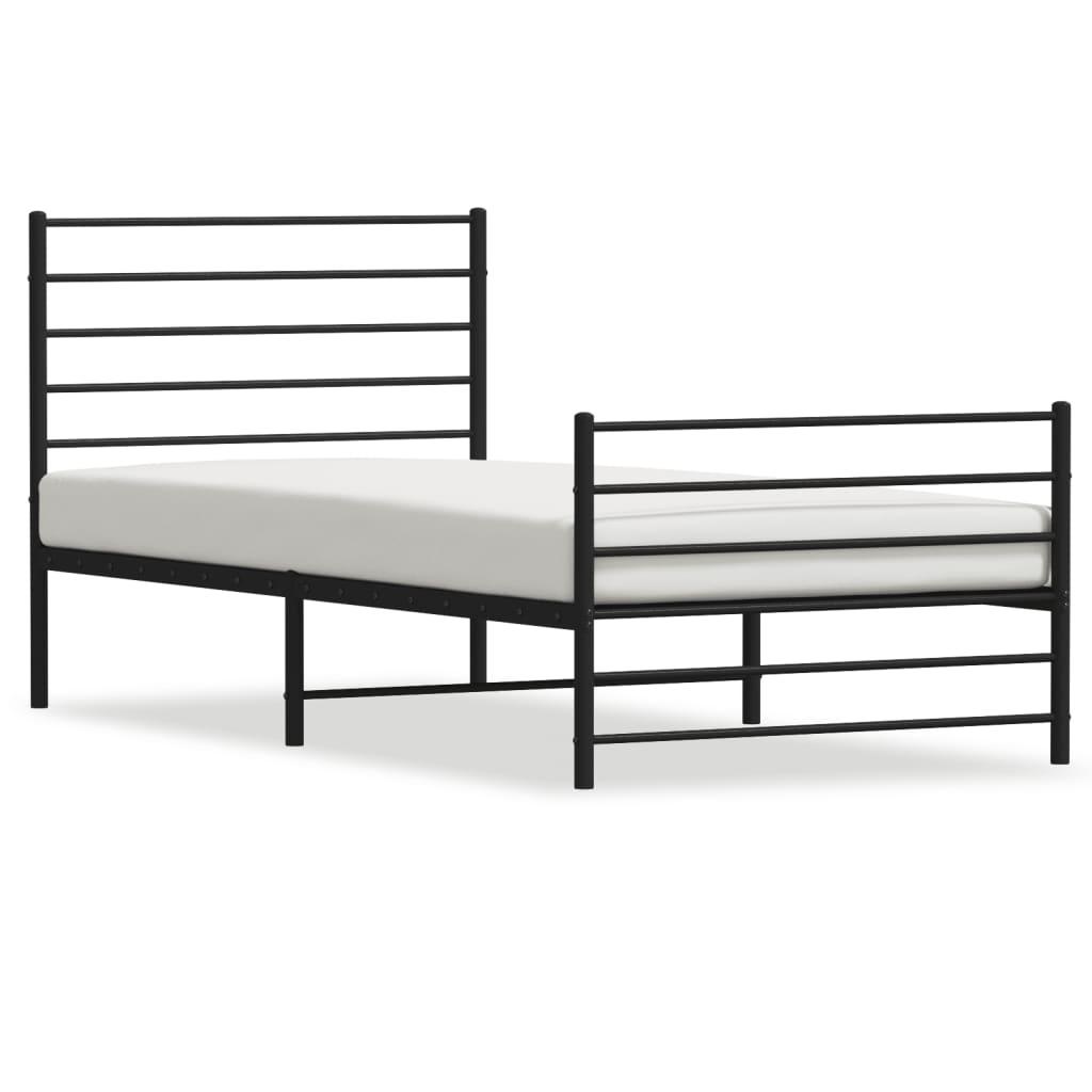 Metal Bed Frame with Headboard and Footboard Black 39.4"x78.7" at Set Shop and Smile