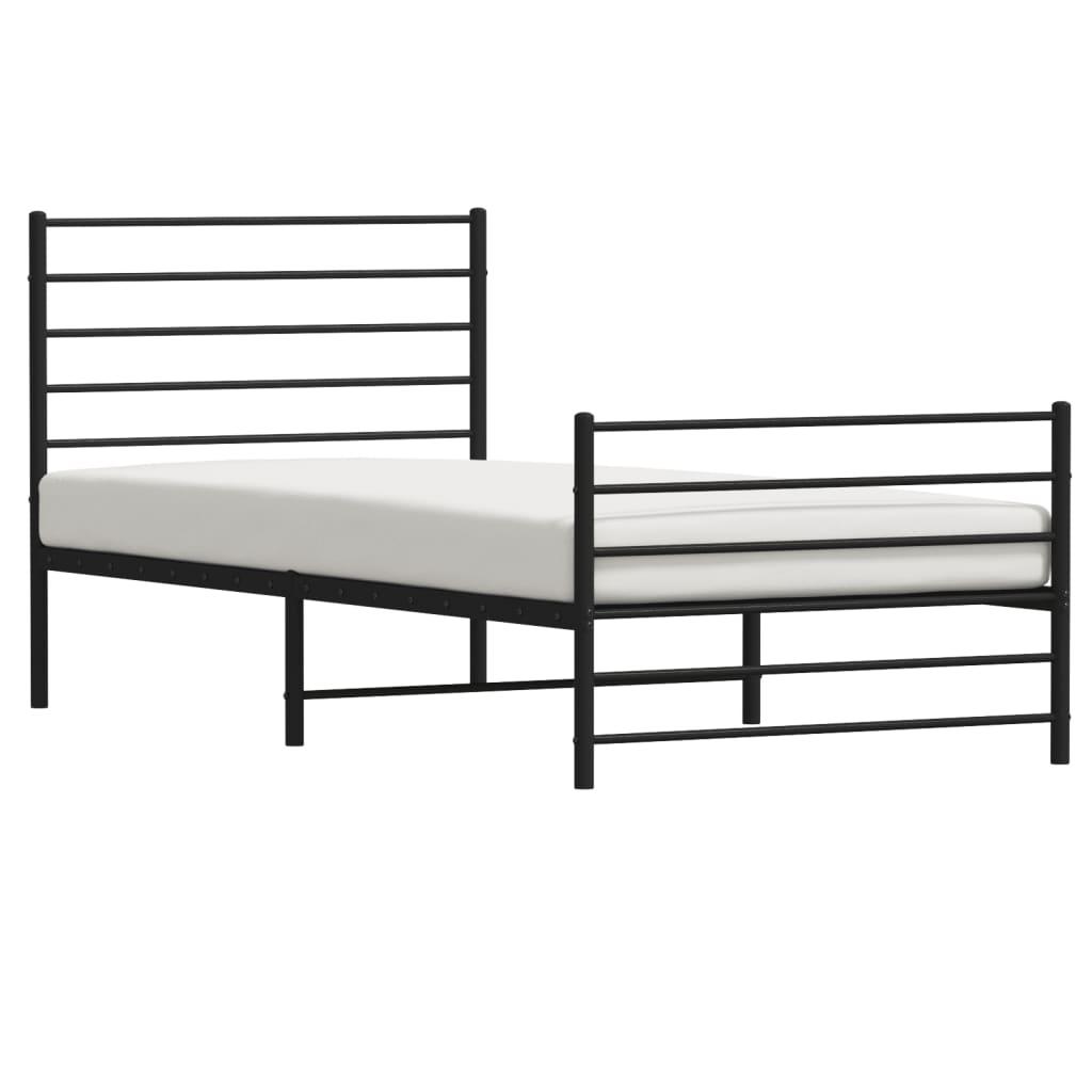 Metal Bed Frame with Headboard and Footboard Black 39.4"x78.7" at Set Shop and Smile