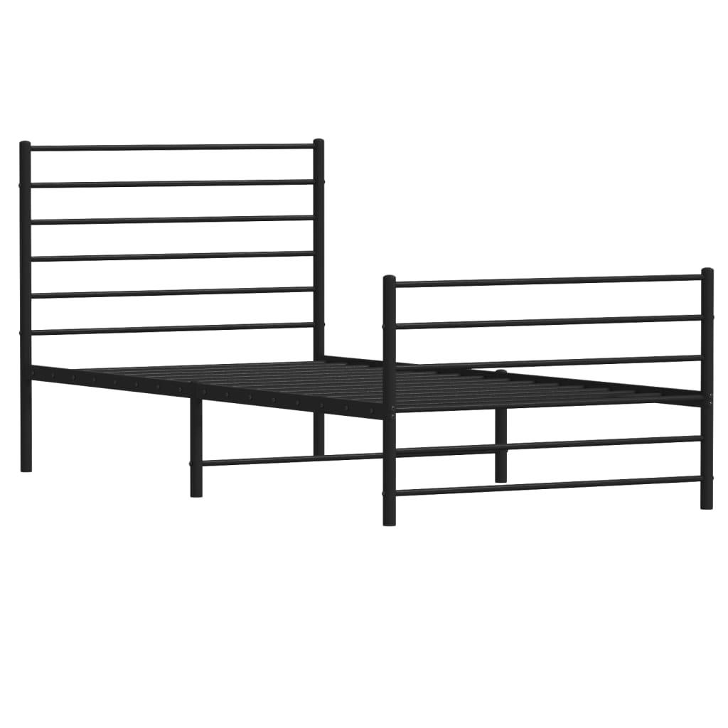 Metal Bed Frame with Headboard and Footboard Black 39.4"x78.7" at Set Shop and Smile