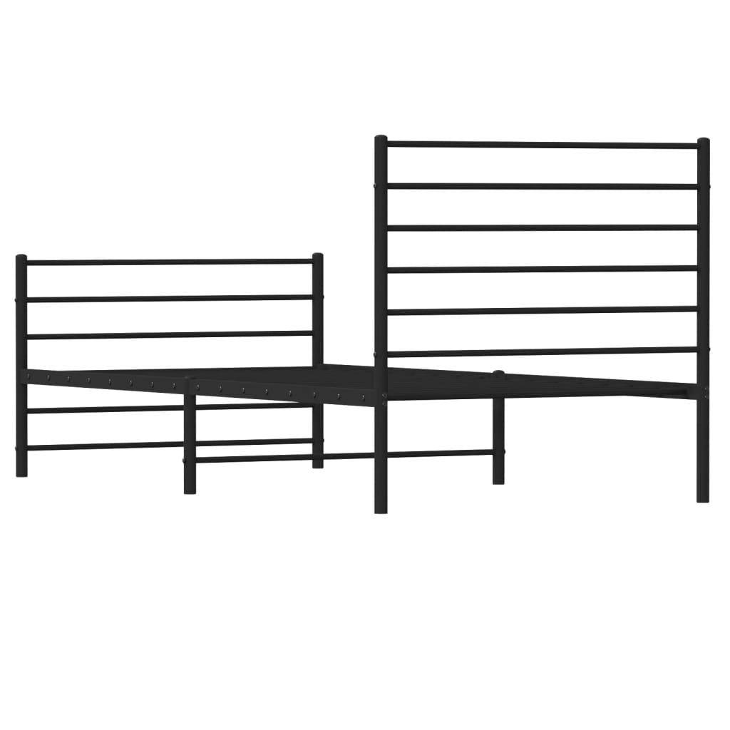 Metal Bed Frame with Headboard and Footboard Black 39.4"x78.7" at Set Shop and Smile