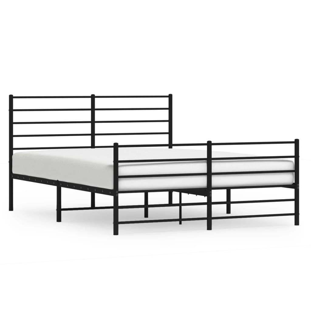 Metal Bed Frame with Headboard and Footboard Black 53.9"x74.8" at Set Shop and Smile