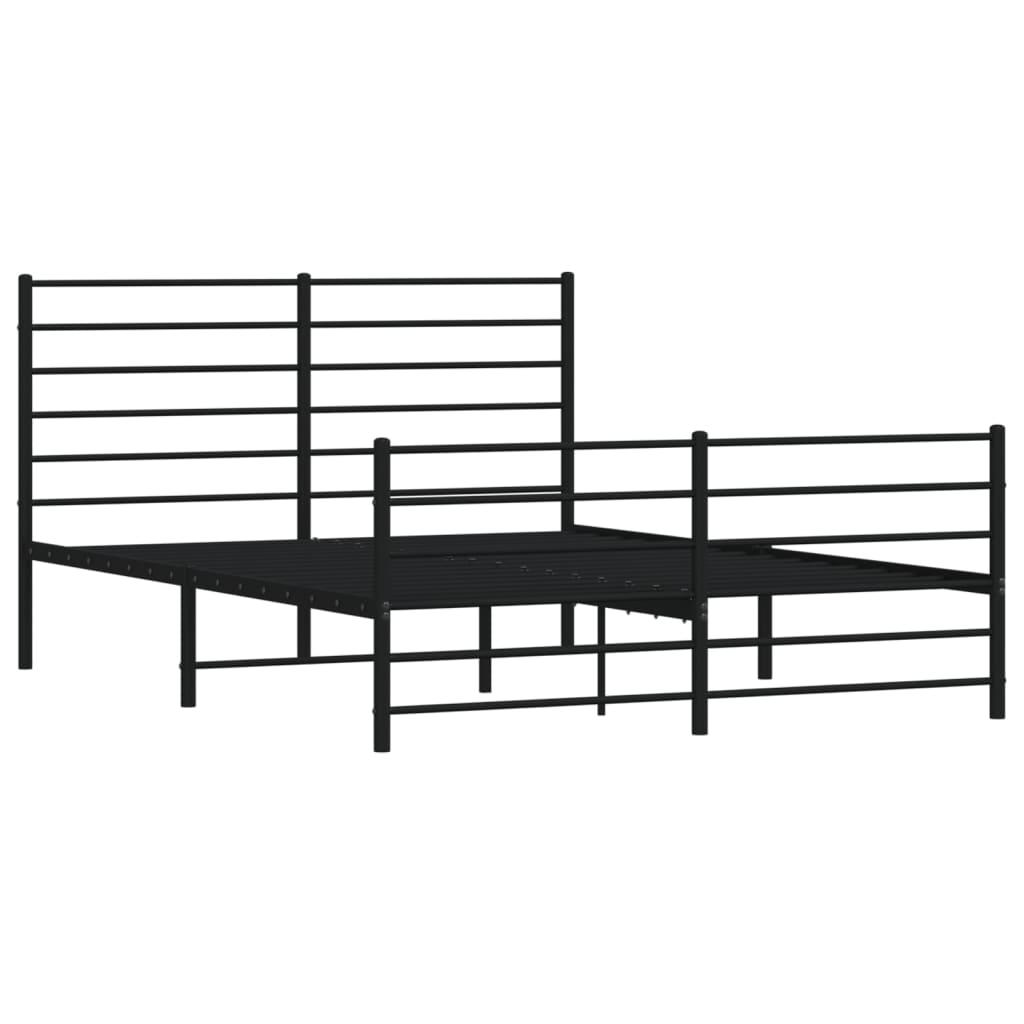 Metal Bed Frame with Headboard and Footboard Black 53.9"x74.8" at Set Shop and Smile