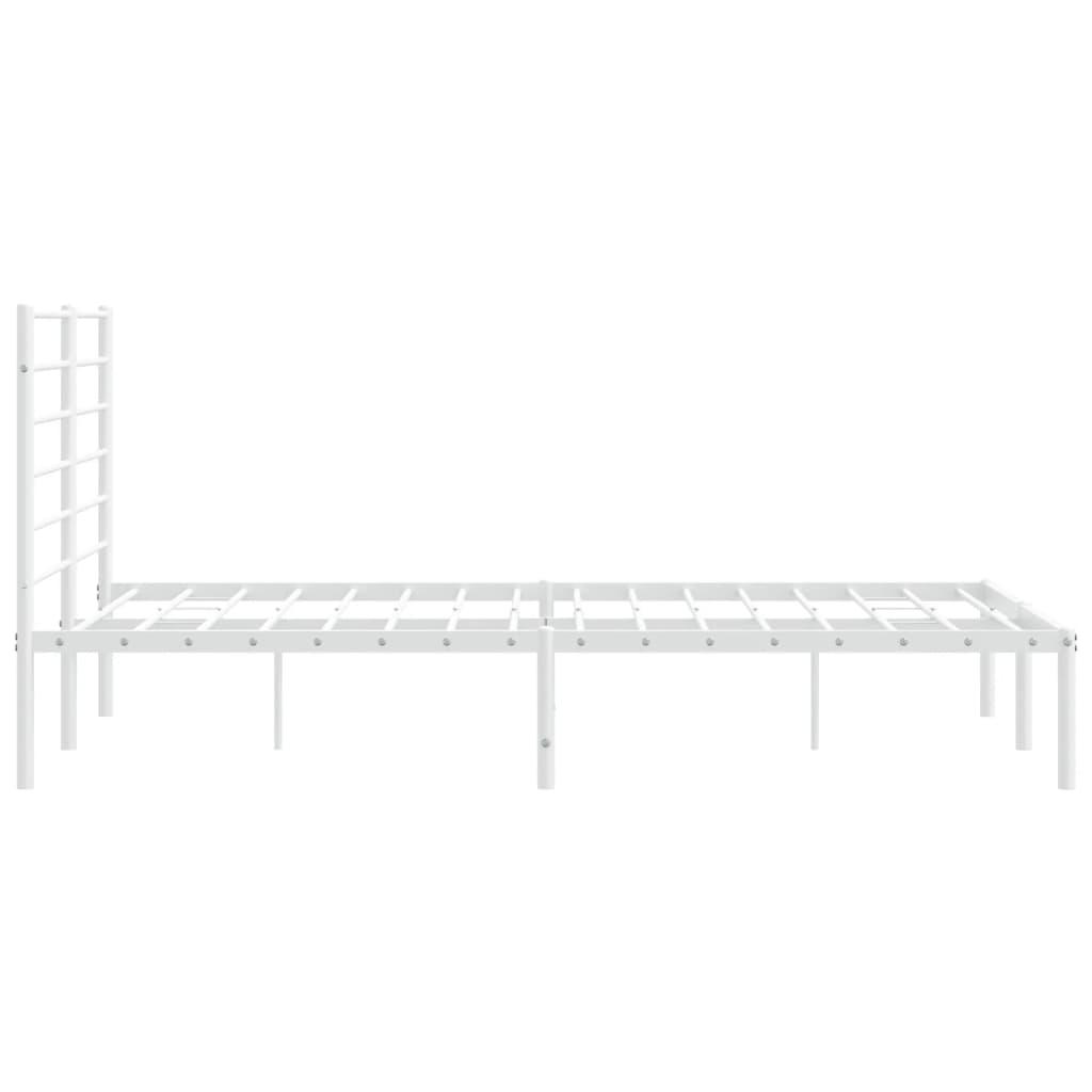 Metal Bed Frame with Headboard White 59.8"x78.7" at Set Shop and Smile