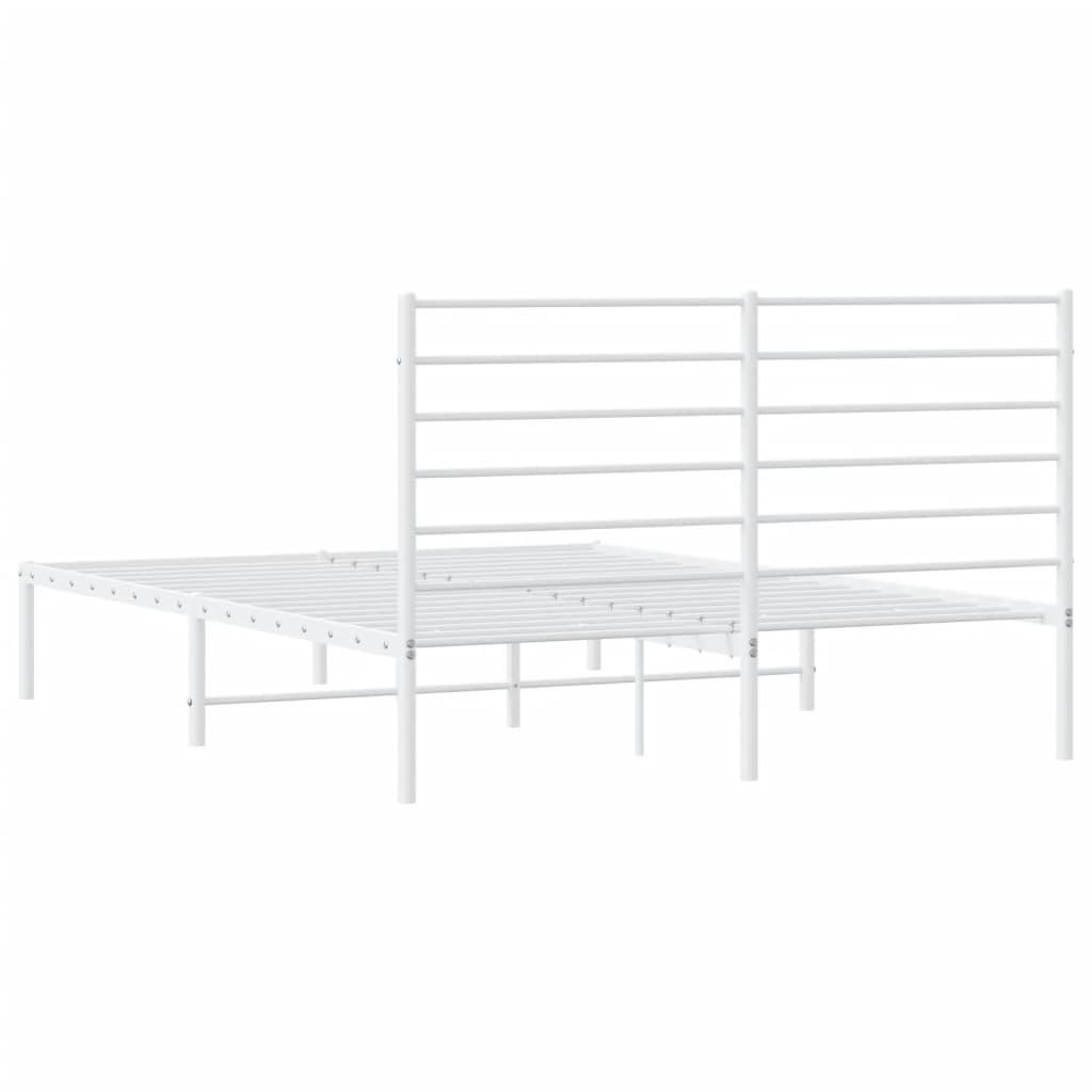 Metal Bed Frame with Headboard White 59.8"x78.7" at Set Shop and Smile