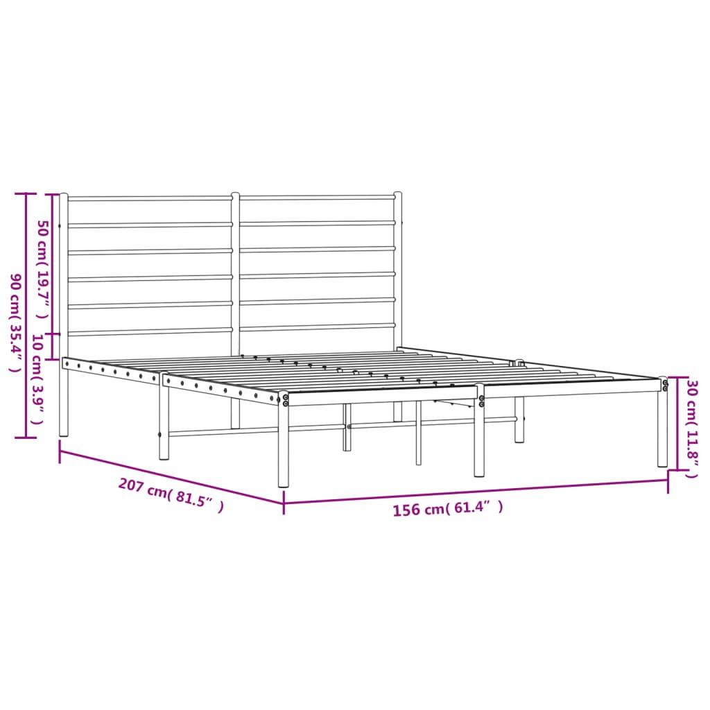 Metal Bed Frame with Headboard White 59.8"x78.7" at Set Shop and Smile