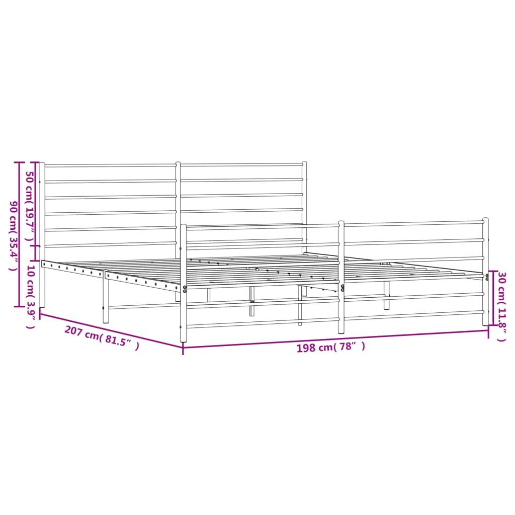 Metal Bed Frame with Headboard and Footboard White 76"x79.9" at Set Shop and Smile
