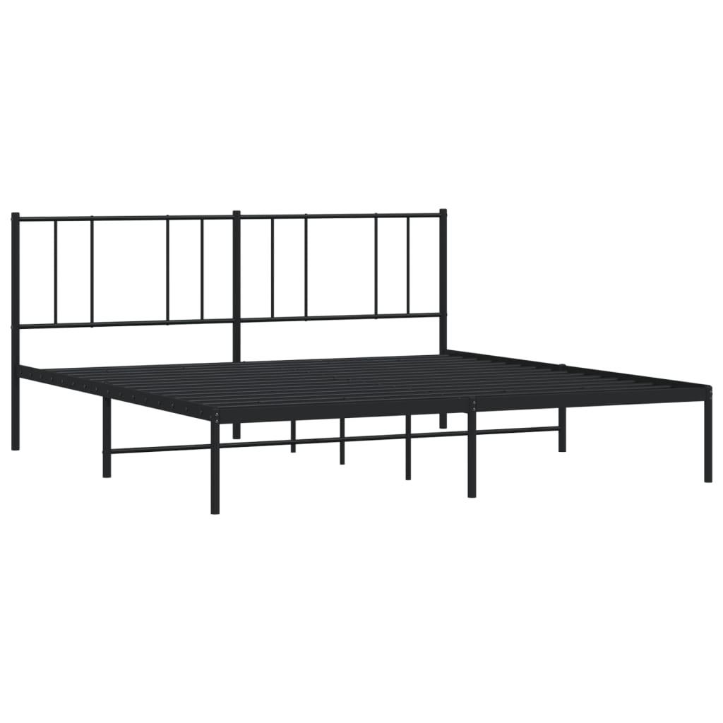 Metal Bed Frame with Headboard Black 76"x79.9" at Set Shop and Smile