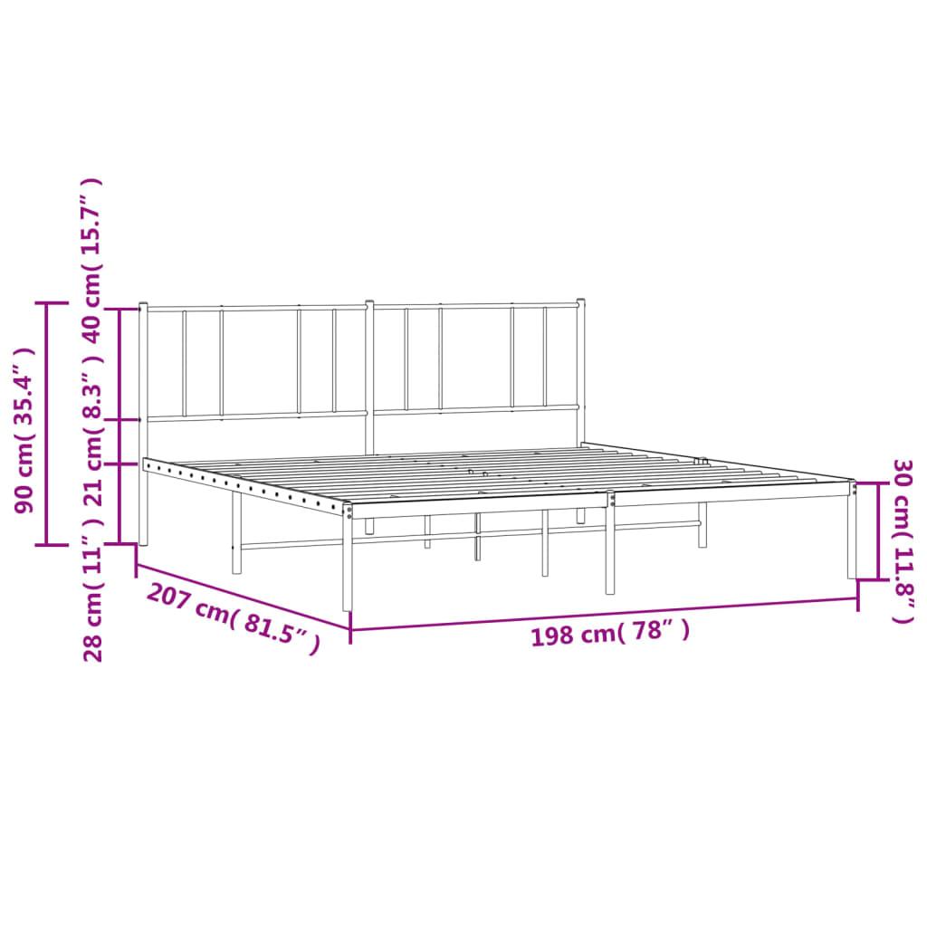 Metal Bed Frame with Headboard Black 76"x79.9" at Set Shop and Smile