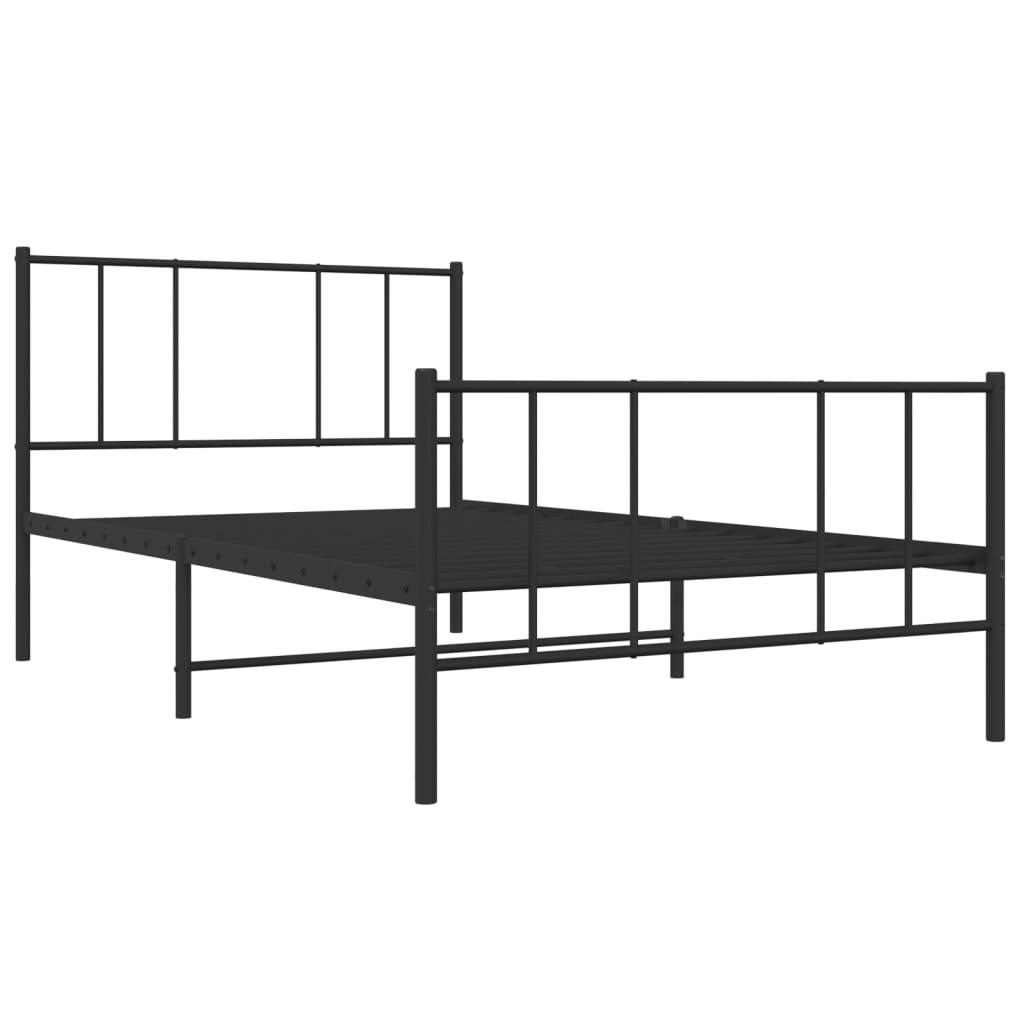Metal Bed Frame with Headboard and Footboard Black 39.4"x78.7" at Set Shop and Smile