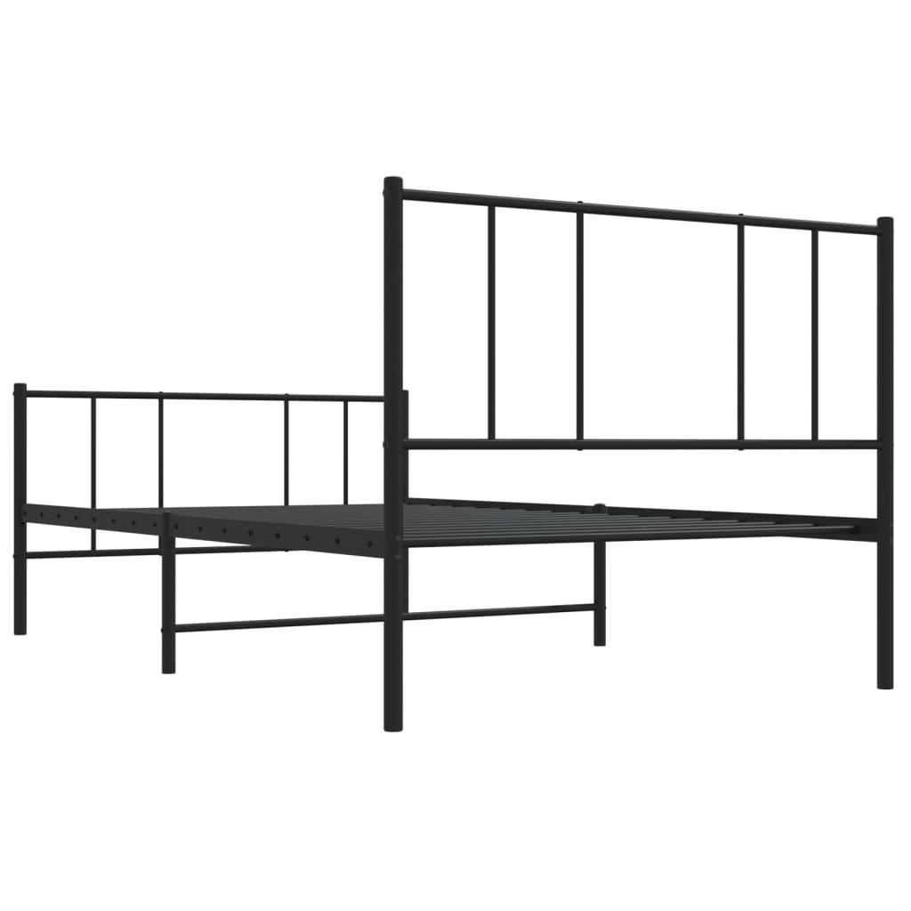 Metal Bed Frame with Headboard and Footboard Black 39.4"x78.7" at Set Shop and Smile