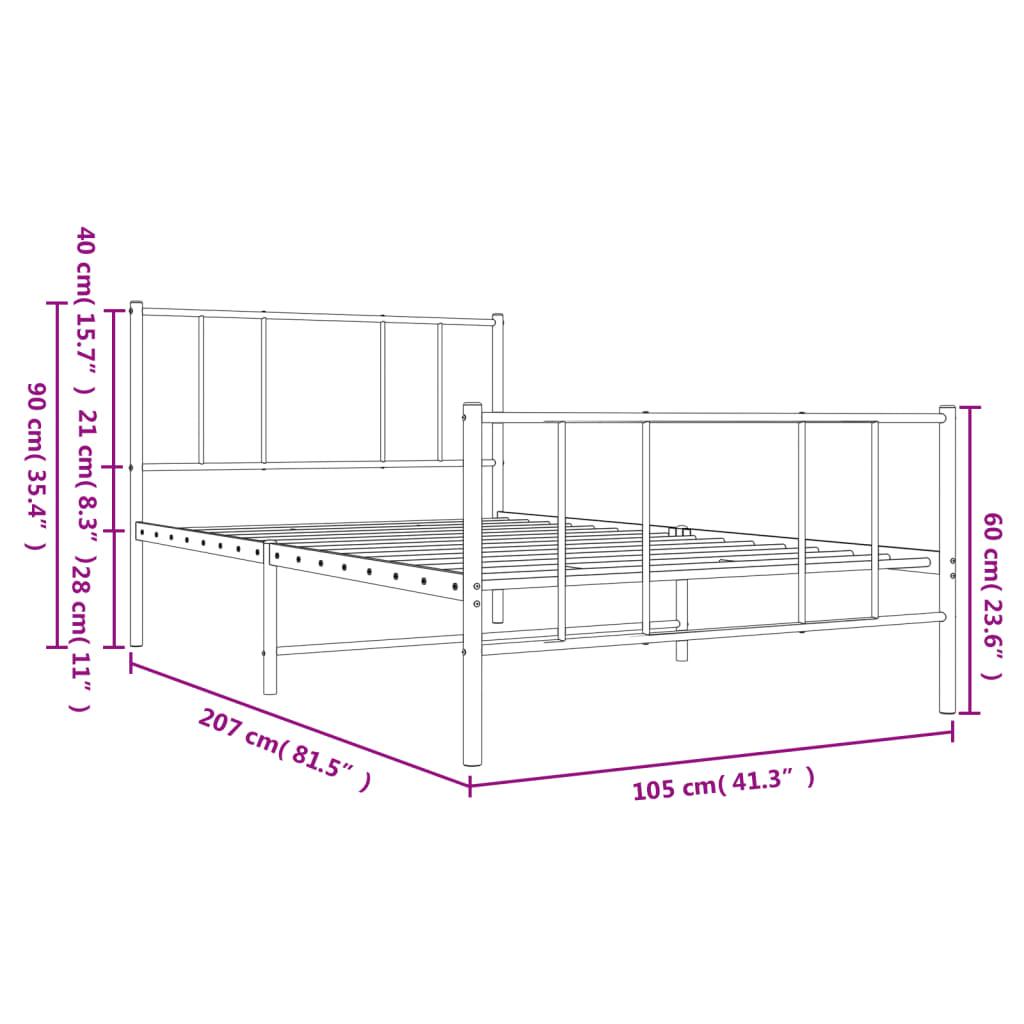 Metal Bed Frame with Headboard and Footboard Black 39.4"x78.7" at Set Shop and Smile