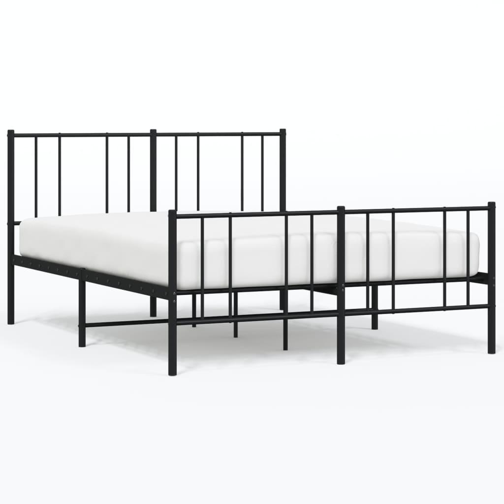 Metal Bed Frame with Headboard and Footboard Black 53.9"x74.8" at Set Shop and Smile