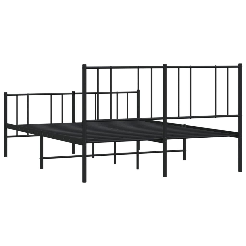 Metal Bed Frame with Headboard and Footboard Black 53.9"x74.8" at Set Shop and Smile