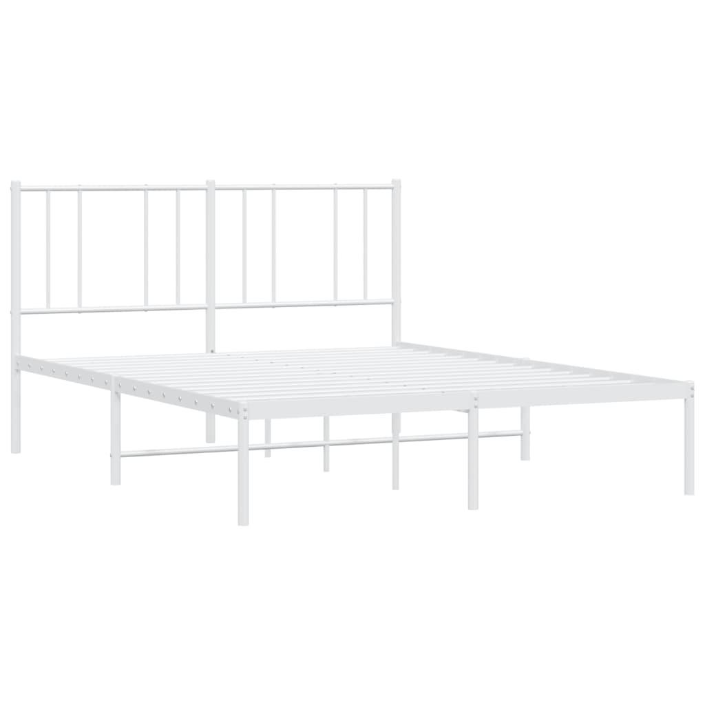 Metal Bed Frame with Headboard White 59.8"x78.7" at Set Shop and Smile