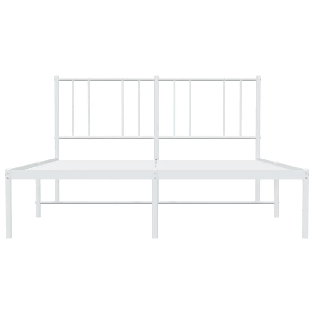 Metal Bed Frame with Headboard White 59.8"x78.7" at Set Shop and Smile