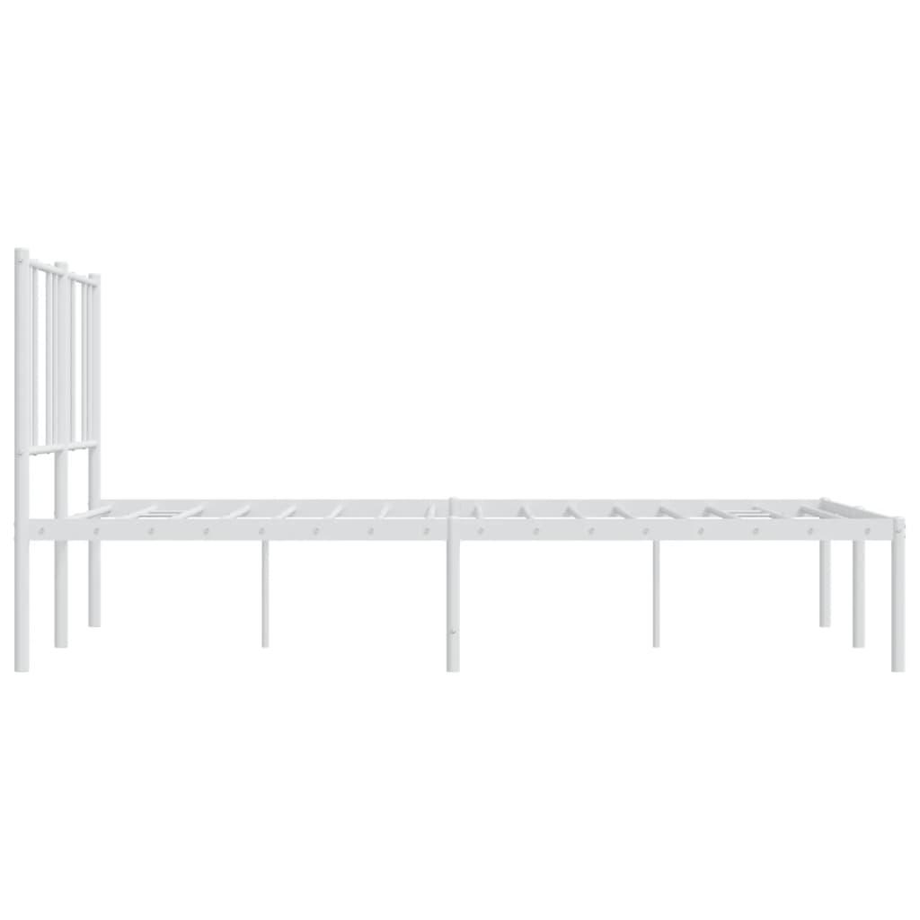 Metal Bed Frame with Headboard White 59.8"x78.7" at Set Shop and Smile