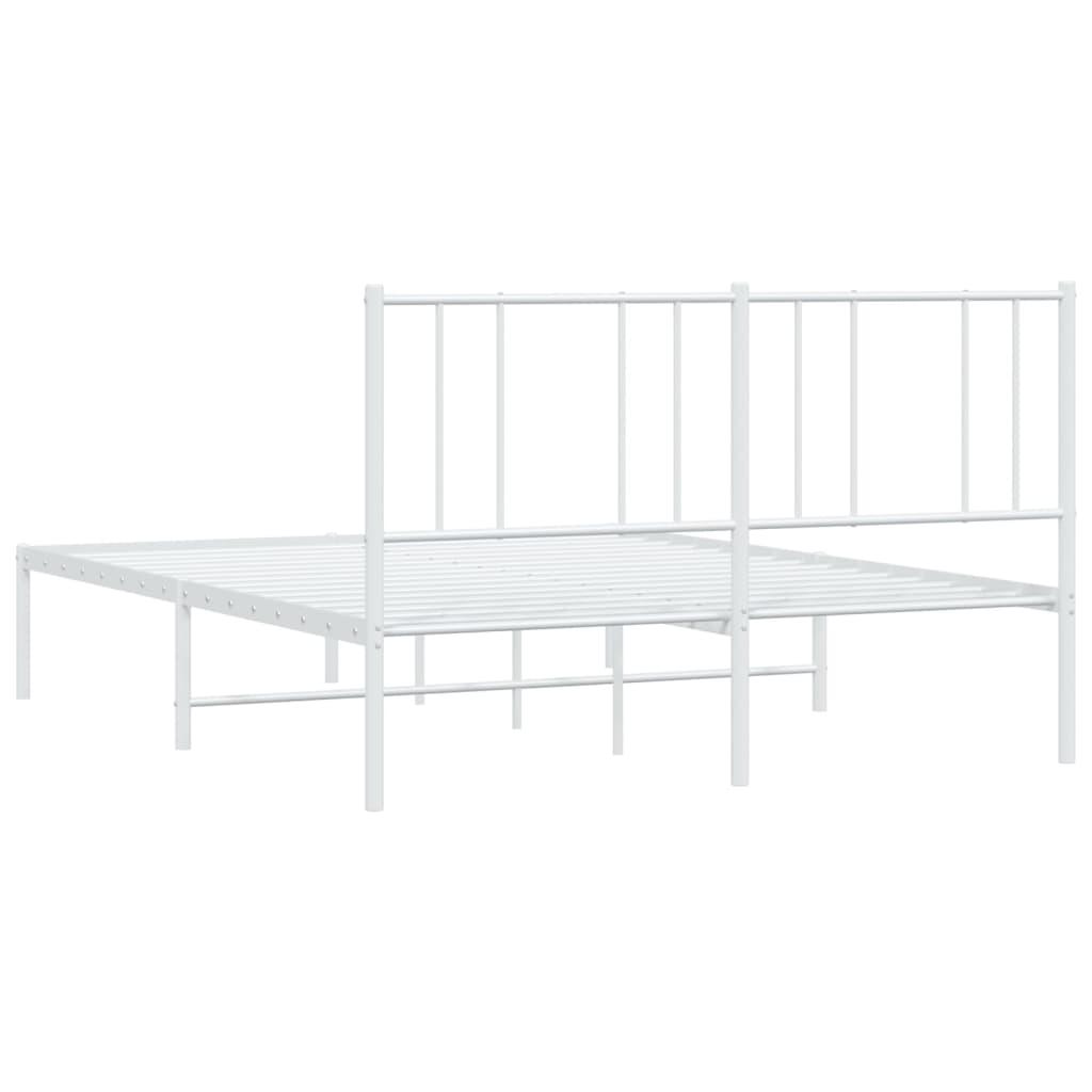 Metal Bed Frame with Headboard White 59.8"x78.7" at Set Shop and Smile