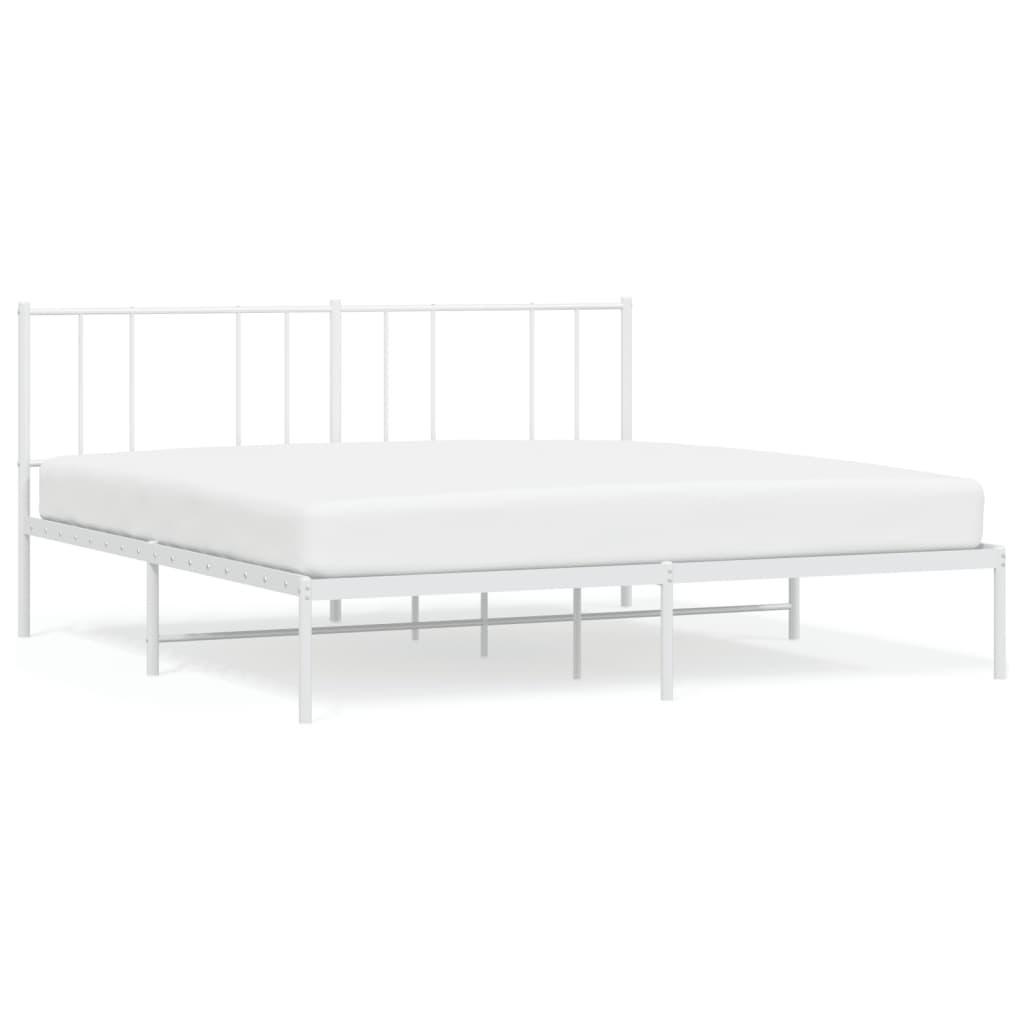 Metal Bed Frame with Headboard White 76"x79.9" at Set Shop and Smile